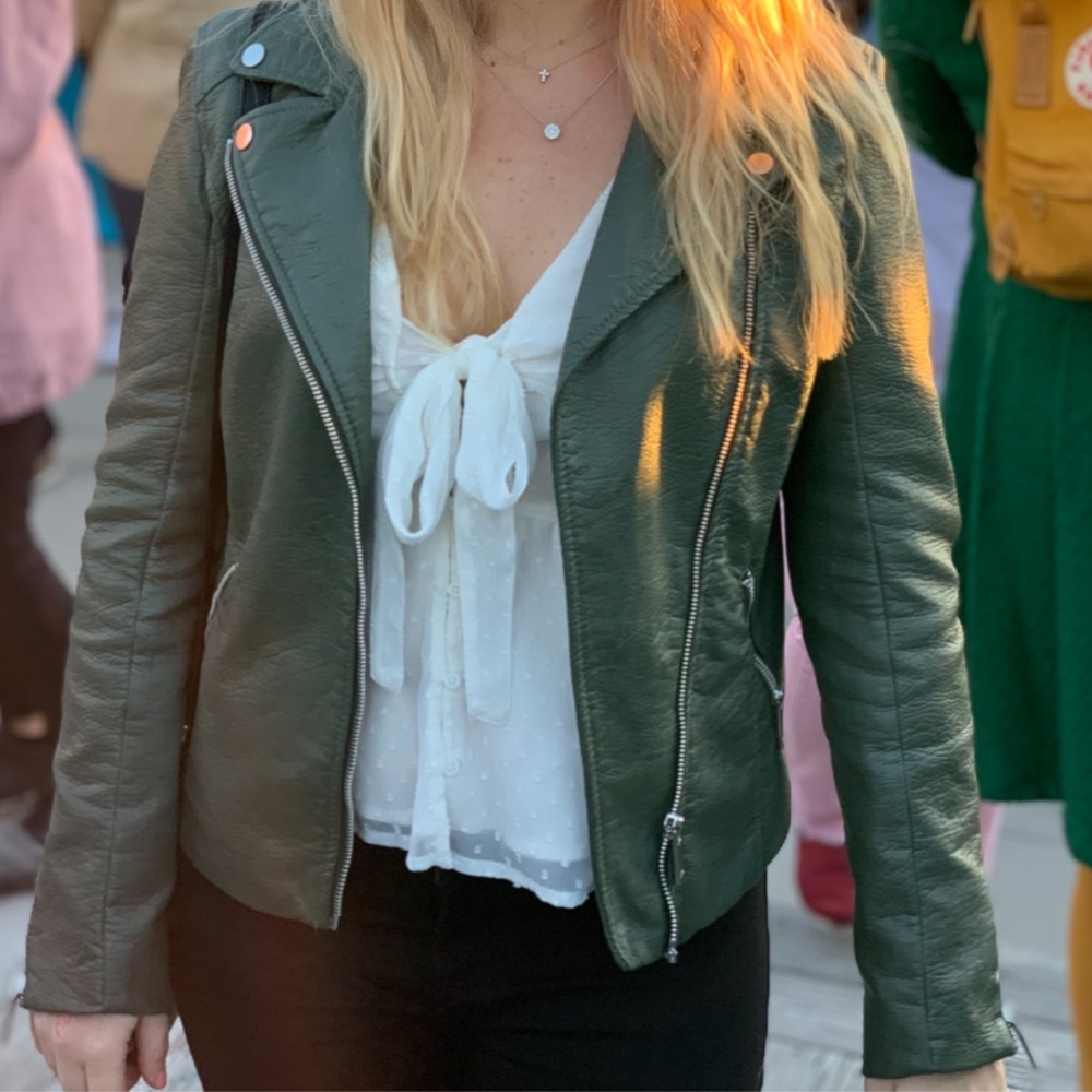 H&M Green Olive Leather Jacket